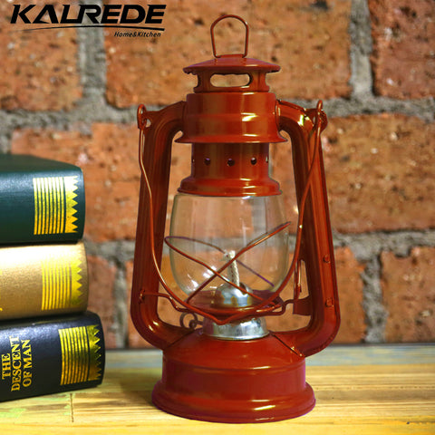 Kalrede Camping and hiking Lamp Metal Classic Candle Lantern Holder Retro Kerosene Lamp light Iron Film Art props Holiday Gift