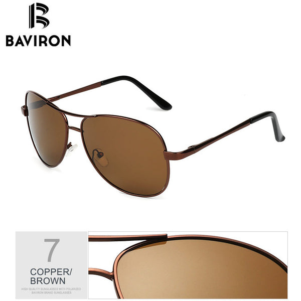 BAVIRON Wrap Aviator Sunglasses Retro Classic Designer Men Sunglasses Aluminum Polarized Sun Glasses Driving UV400 Oculos 1588