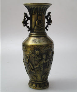 High 19 CM!!! Collectible Chinese Old Bronze Carved More children Vase /Antique Vases