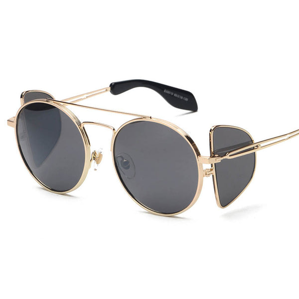 KEHU Women Steampunk Classic Brand Metal Cool Sun Glasses Reflective lens Alloy Legs Eyeware H1696