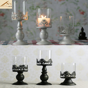 2016 Candles Good Quality Classical European Style Hollow Iron Candle Holder Wedding Party Home Decoration Glass Holders Gift