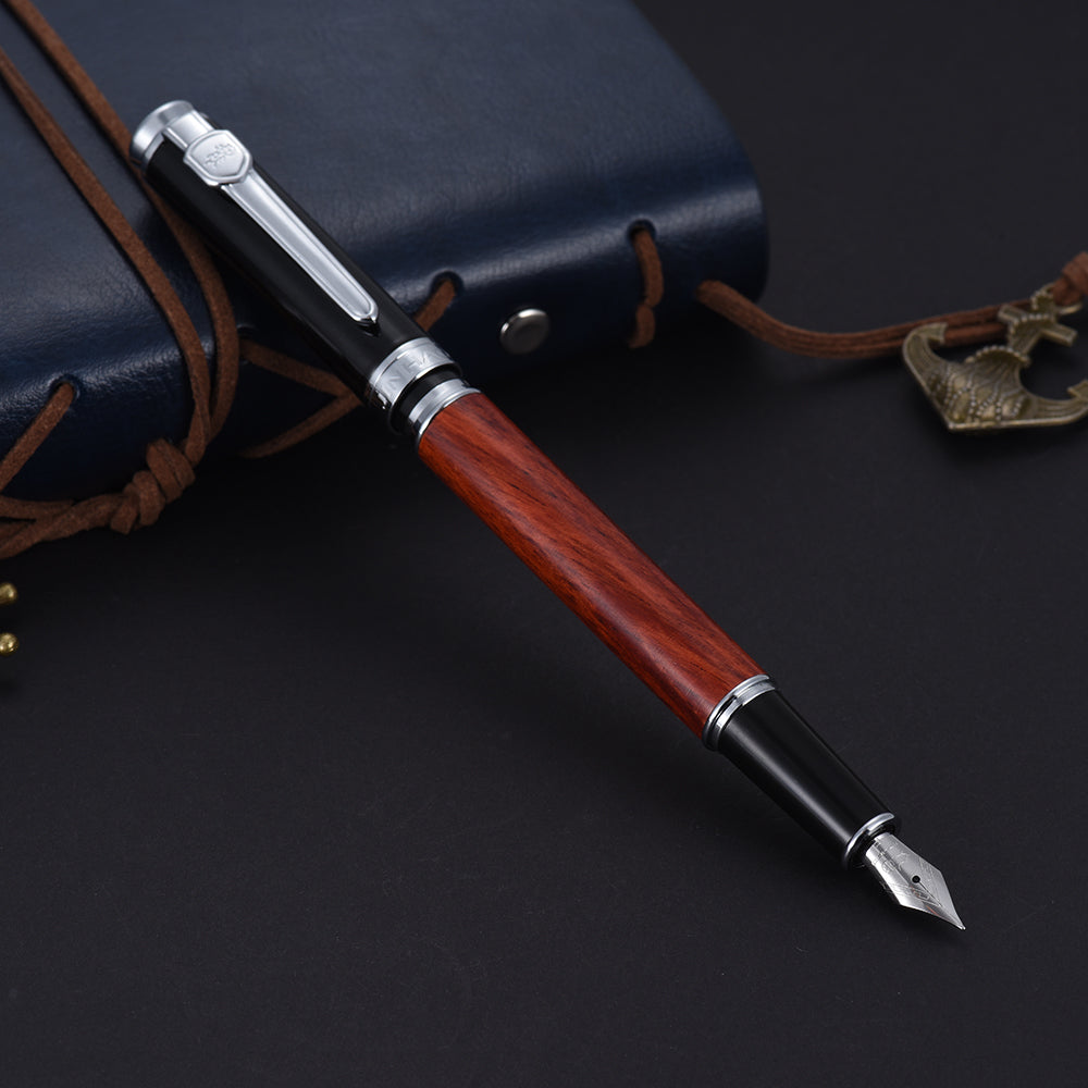 Fountain Pen Writing Rose Wood 0.5mm Nib Removable Ink Refill Converter Signature Calligraphy Classic Executive Business Gift