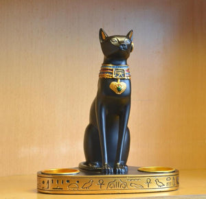 Vintage Cat Figurine Candle Holder Egypt Moon Goddess Candle Stand Home Decoration Accessories Egypt Cat God Double Candlestick