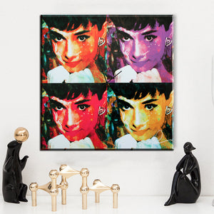 xh2419 audrey hepburn' colorful urban pop art classic portrait canvas oil art painting for living room bedroom decor paintings