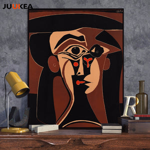 Wear a hat of the woman Jaqueline by Pablo Picasso, Classic Portrait Art Canvas Print Painting Wall Pictures Home Decor Cuadros