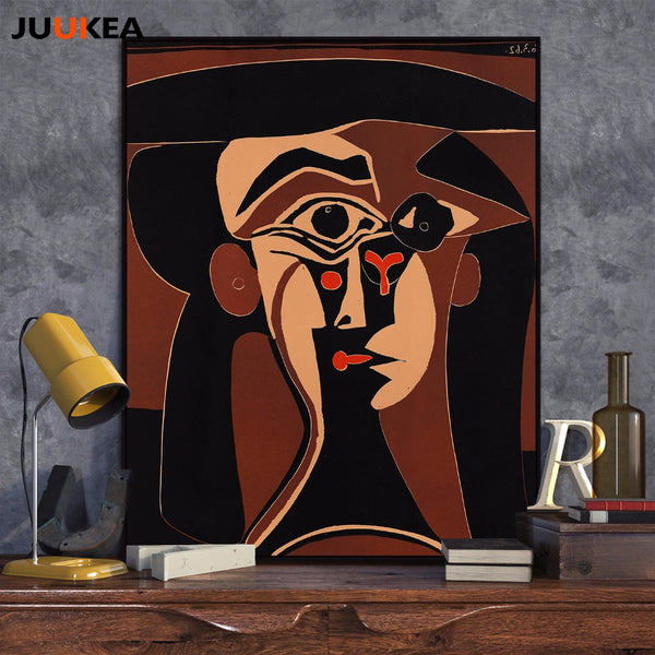 Wear a hat of the woman Jaqueline by Pablo Picasso, Classic Portrait Art Canvas Print Painting Wall Pictures Home Decor Cuadros