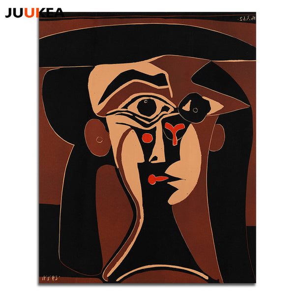 Wear a hat of the woman Jaqueline by Pablo Picasso, Classic Portrait Art Canvas Print Painting Wall Pictures Home Decor Cuadros