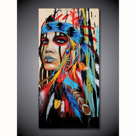 Modern Home Decor Wall Art Hand-Painted Oil Painting On Canvas Indian Women Figure Paintings Colorful Acrylic WallPaper Handmade