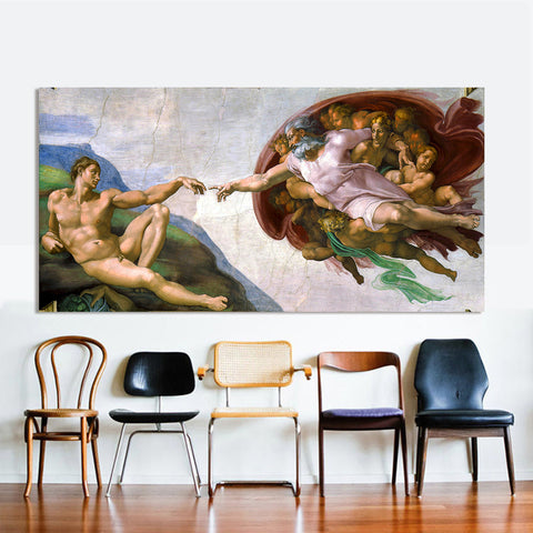 HDARTISAN Canvas Art Classical Oil Painting Michelangelo Creation Of Adam Wall Pictures For Living Room Modular Pictures