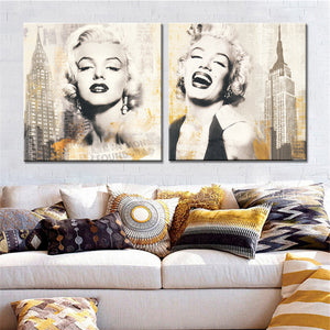 Unframed 2 Panels Drop Shipping Famous Actress Modular Pictures Home Canvas Wall Art Painting for Living Room Wall Art Decor