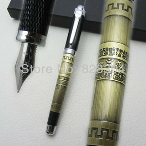 jinhao high-quality classic ancient bronze tripod, and black high-grade medium nib fountain pen free shipping