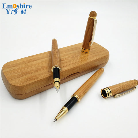 Vintage Boutique Classic Bamboo Roller Ball Pen Fountain Pens Ballpoint Pens and Bamboo Pencil Box P061