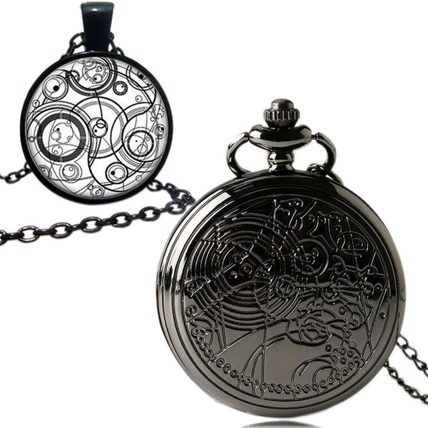 High Quailty Doctor who Design 1 Set Classic Pocket Watch Necklace Chain Gift Box Men Women Cool Gift YISUYA214