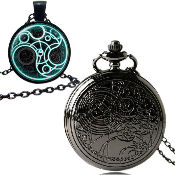 High Quailty Doctor who Design 1 Set Classic Pocket Watch Necklace Chain Gift Box Men Women Cool Gift YISUYA214