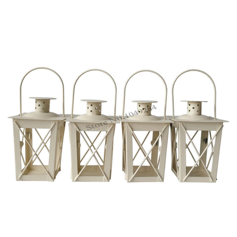 Cheap 4PCS/LOT classic Metal candle holder Small Iron lantern White Color