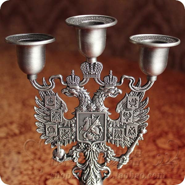 European Classical Tin Candlestick Candlelight Dinner and Candle Holders  Three Head Candel Holders