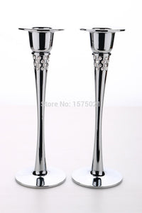 2016 new design handmade hot sale crystal canlde holder set of 2