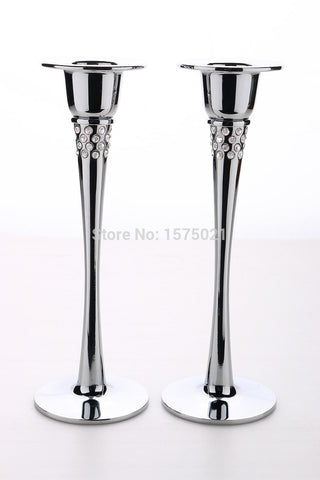 2016 new design handmade hot sale crystal canlde holder set of 2