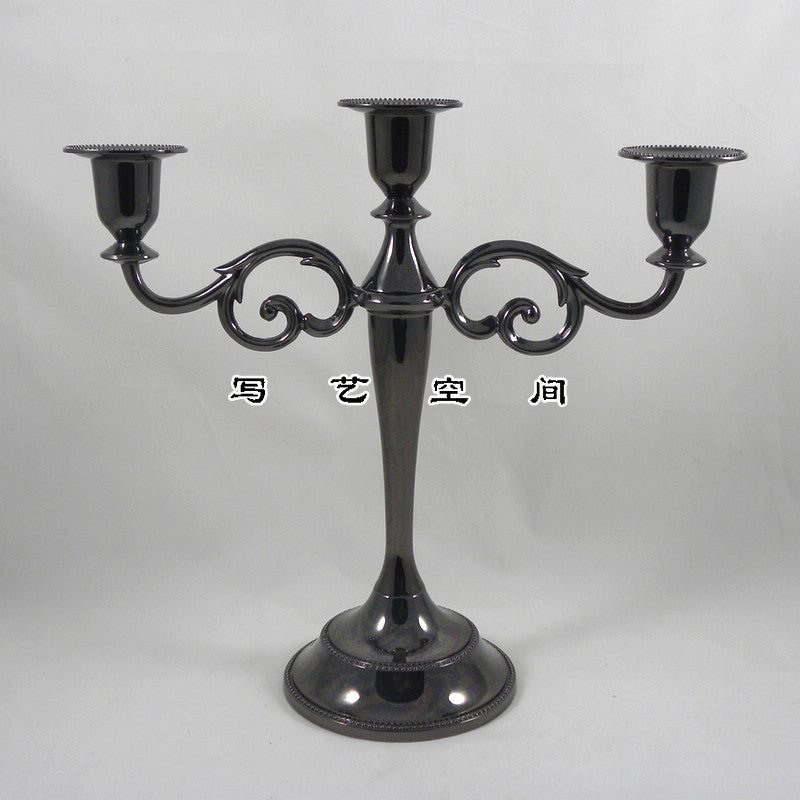 3-light classic black alloy metal candlesticks candle holder gift party wedding home decoration 2004