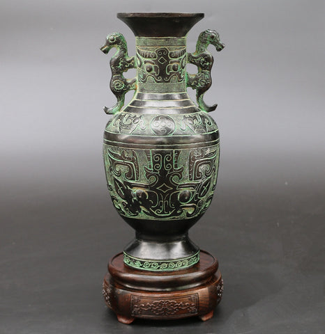 Two tigers pot of bronze furnishing articles antique vase contemporary household adornment handicraft