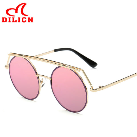 DILICN Retro Big Round Sunglasses Women Vintage Mirror Sun Glasses Men Classic Metal Frame Eyewear UV400 Lunette De Vue Femme